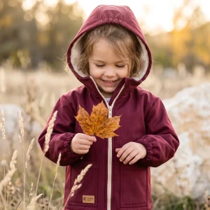 Casaco softshell infantil de inverno com pelo Monkey Mum® - Capuchinho vermelho cor de vinho