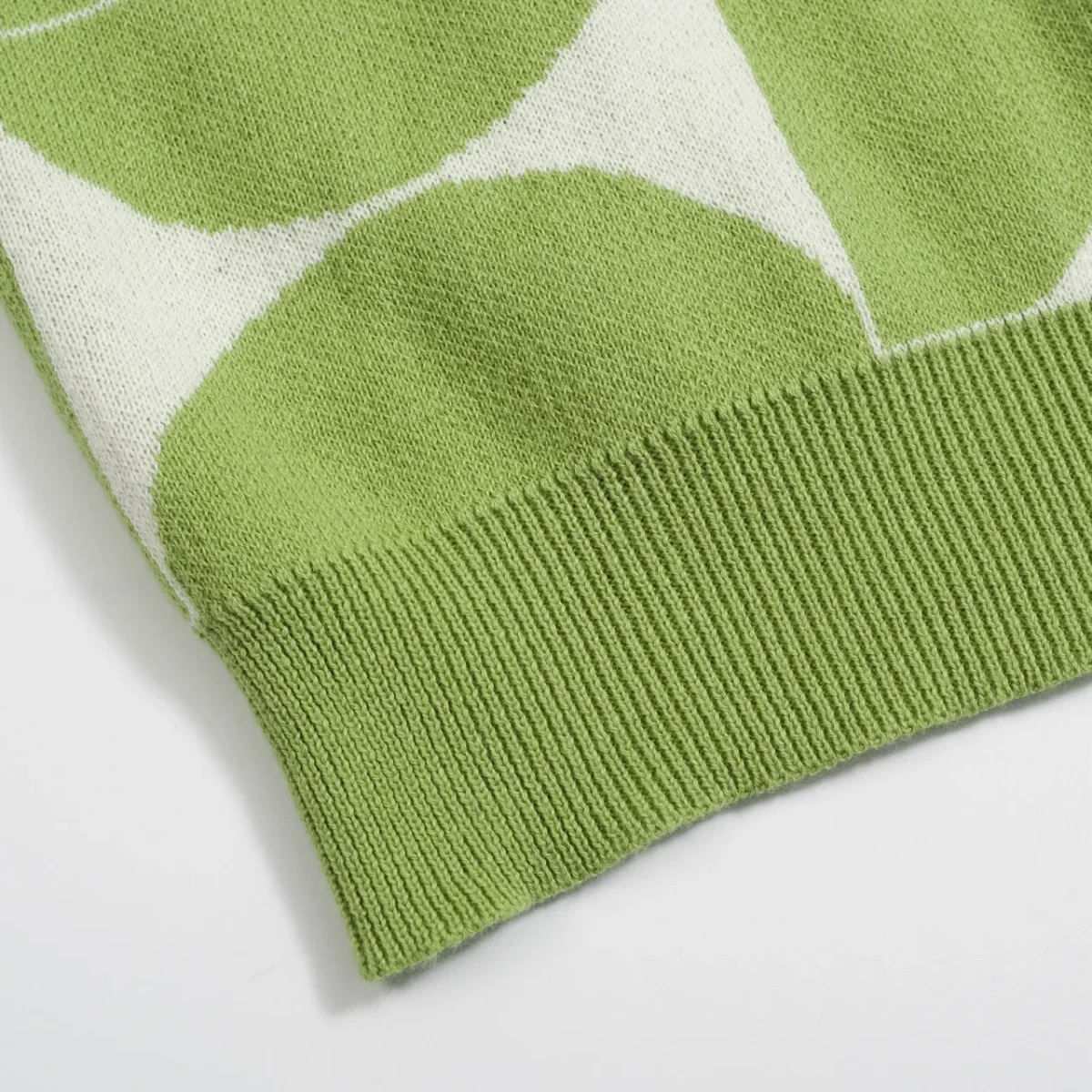 Men's Retro Knit Polo – Vintage Green Geometric Button-Up Shirt - Image 7