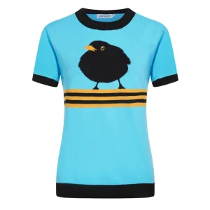 Women's blue birdie jacquard knitwear