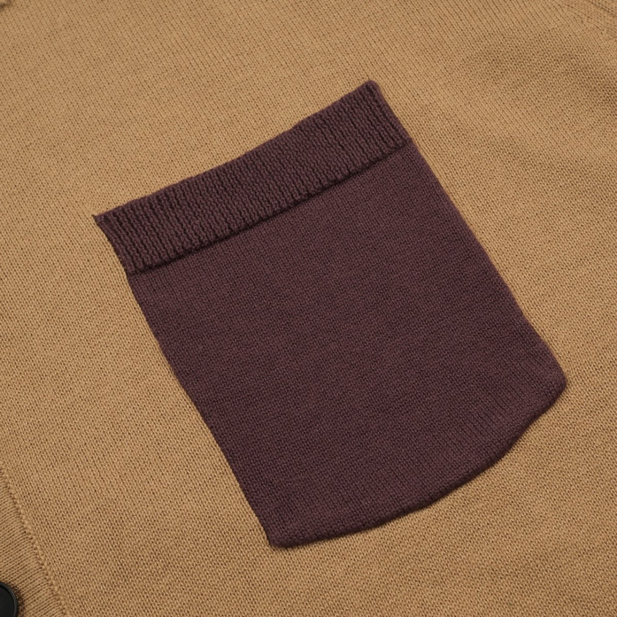 Men's Khaki Vintage Simple Art Jacquard Knitted Cardigan - Image 6