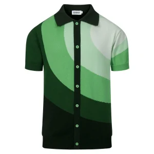 Men's Green Retro Classic Art Jacquard Knitted Cardigan