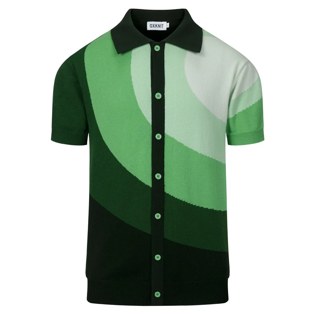 Men's Green Retro Classic Art Jacquard Knitted Cardigan