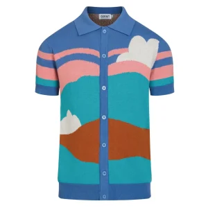 Men's Multicolor Vintage Landscape Classic Jacquard Knitted Cardigan