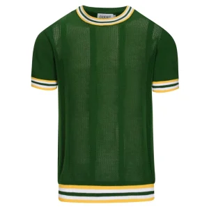 Men's green 60's vintage knit cut-out T-shirt