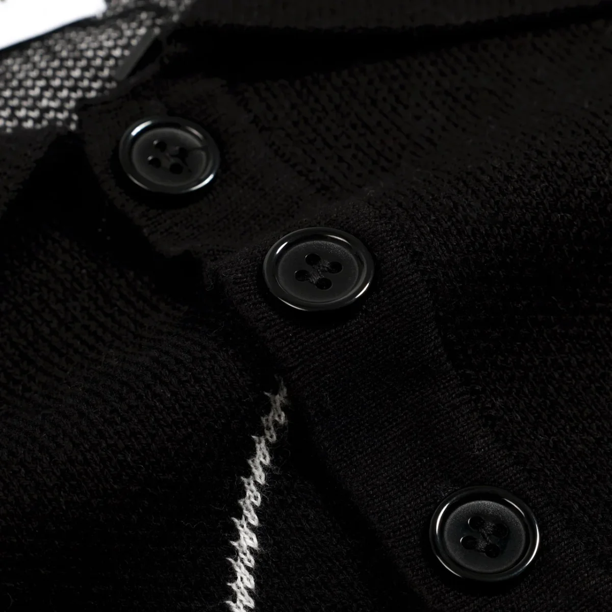 Men's Black Retro Old Money Diagonal Stripe Jacquard Polo Knit T-Shirt - Image 6