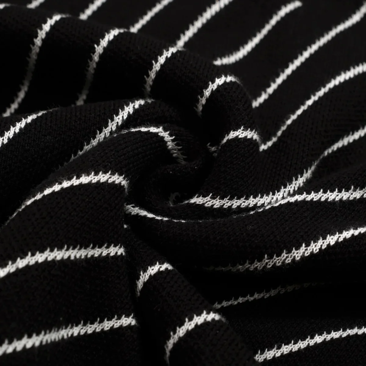 Men's Black Retro Old Money Diagonal Stripe Jacquard Polo Knit T-Shirt - Image 8