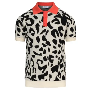 Men's Beige Italian Retro Resort Style Polo Knit T-Shirt