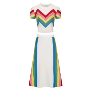 Women's Off-White 70s Chevron Style Jacquard Knit Dress Set
