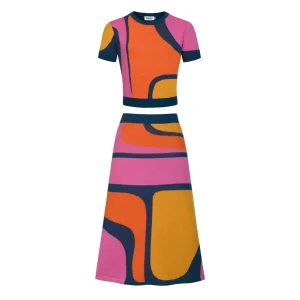 Women's 70s Psychedelic Retro Knit Dress Set