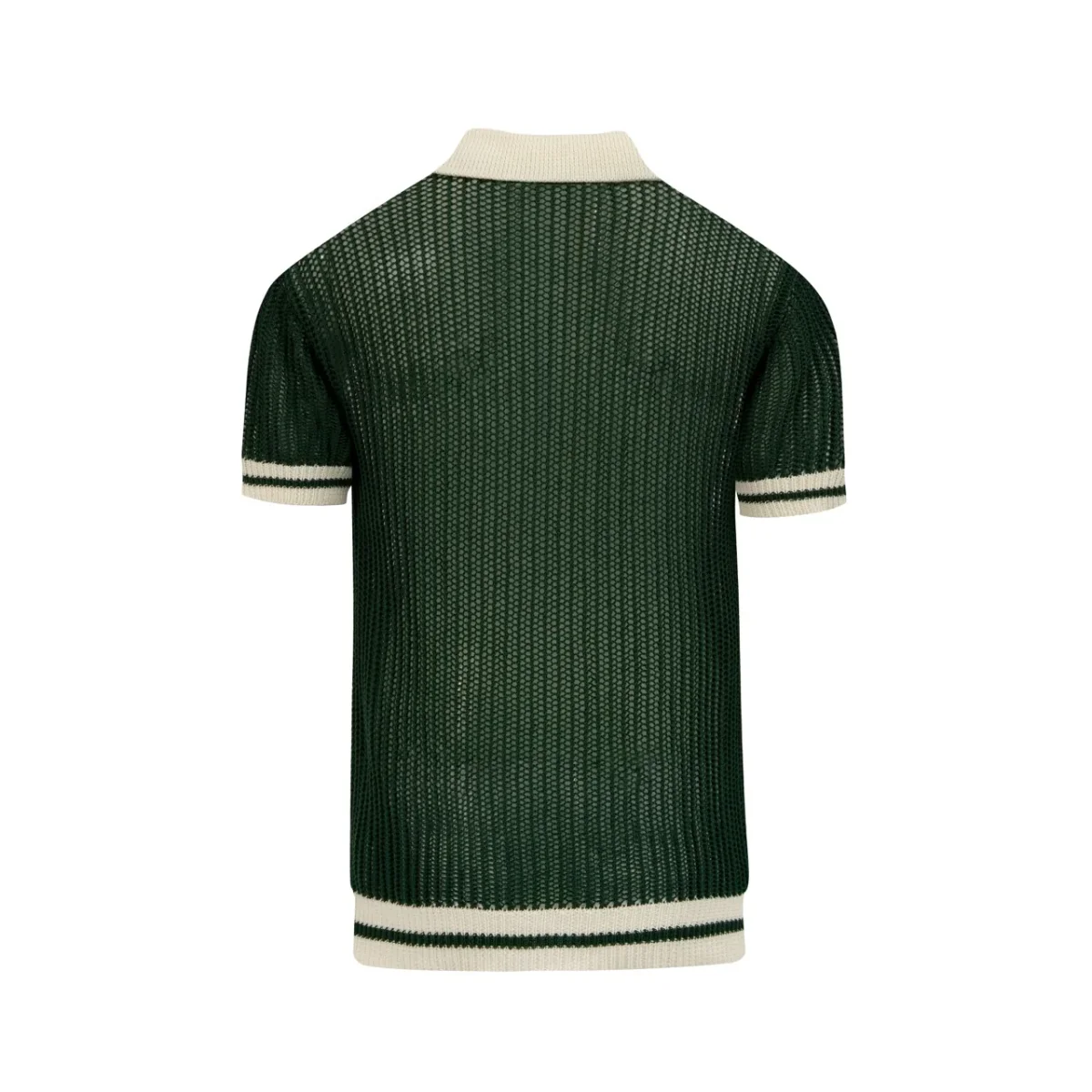 Men’s Green 70s Openwork Resort Knit Polo Collar T-Shirt - Image 5