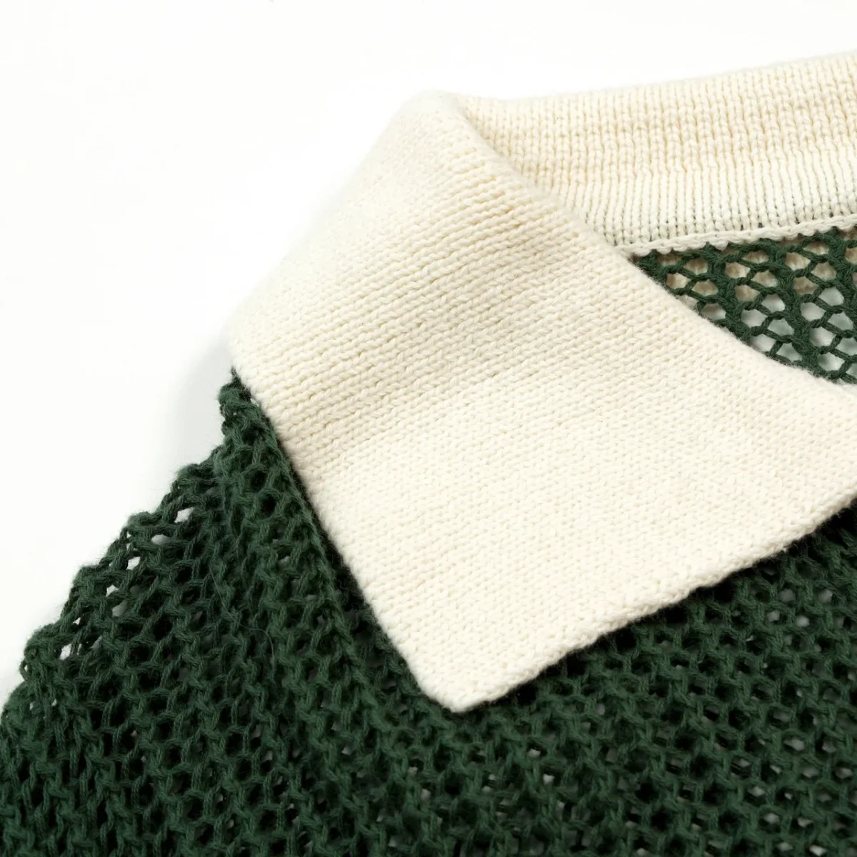 Men’s Green 70s Openwork Resort Knit Polo Collar T-Shirt - Image 7