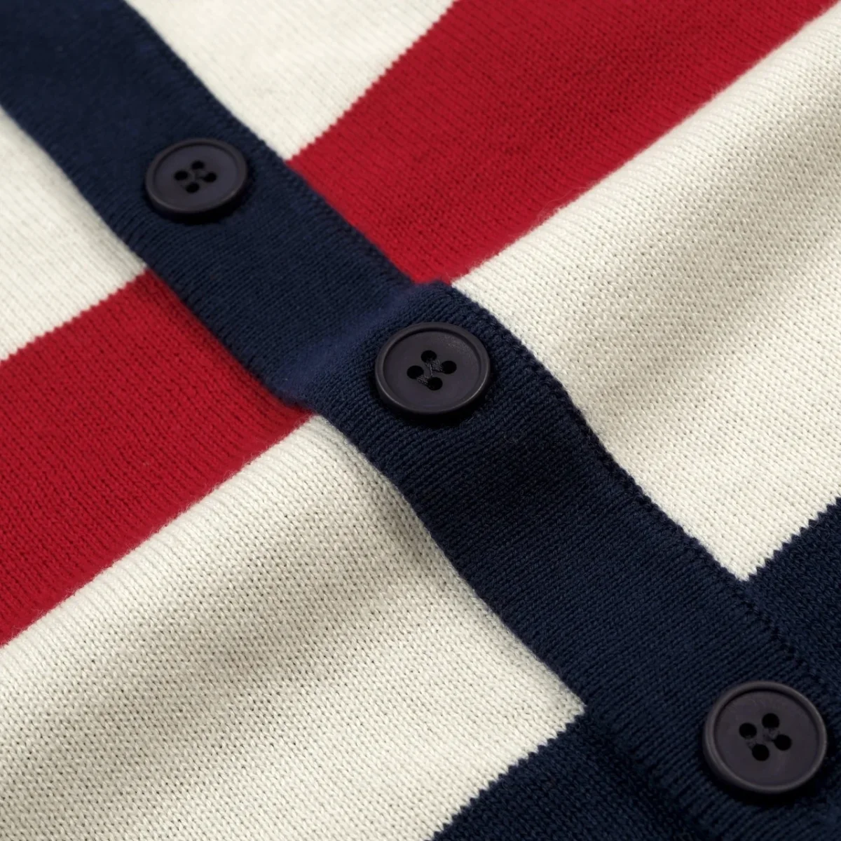 Men's Retro Minimalist Striped Jacquard Knitted Cardigan - Image 6