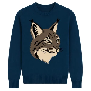 Men's Retro Dark Blue Preppy Animal Jacquard Knitwear