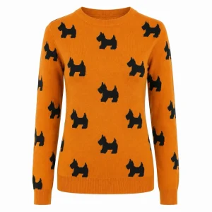 Women's Orange 70s Vintage Animal Jacquard Knit
