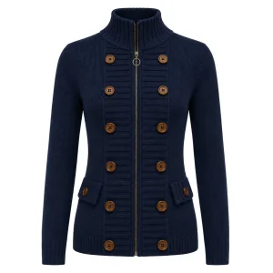Women's Vintage Art Buttons Jacquard Knitwear