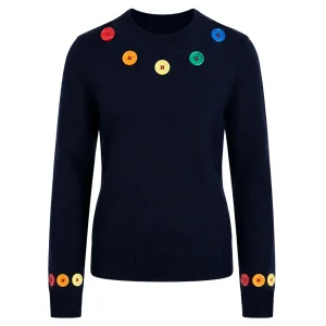 Women's Preppy Retro Artistic Buttons Jacquard Knitwear