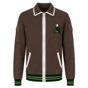 Men's Vintage Brown 70s Eagle Embroidered Knit Cardigan