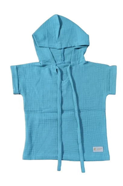 Camisola com capuz de musselina Monkey Mum® - Menta - Image 2